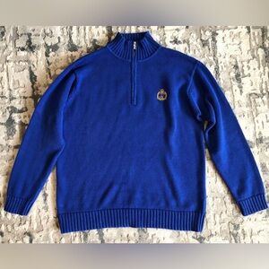 Lauren Ralph Lauren Knit Sweater Royal Blue Men’s Small Mock Neck 1/4 Zip